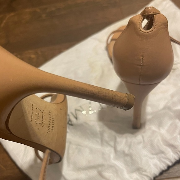 Stuart Weitzman Nudistsong Strap Sandal Heels in Leather/Adobe Beige - Picture 6 of 10
